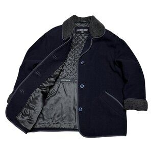 LONDON FOG Designer WOOL Sherpa Fleece  Blue Winter Parka Coat Womens 10 Petite